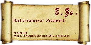 Balázsovics Zsanett névjegykártya